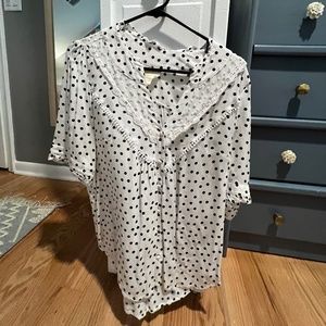 Anthropologie Maeve Black and White Polka Dot Blouse